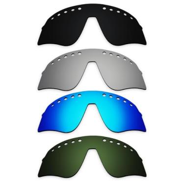 Imagem de Alphax Lentes de reposição polarizadas pretas e de titânio e azul e verde para óculos de sol esportivos Oakley Sutro Lite Sweep Ventilado OO9465