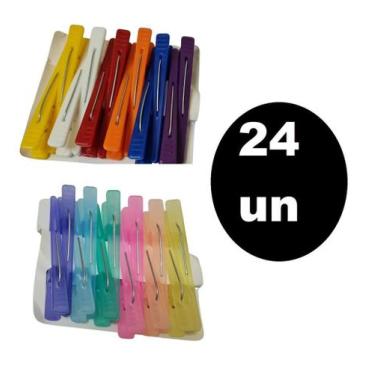 Imagem de Kit 24 Presilhas Para Cabelos Clip Bico De Pato Cor Sortida - Lynx pro