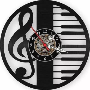 Imagem de Relógio Parede Piano Clave De Sol Nota Musical Vinil Lp - Loja Dinka