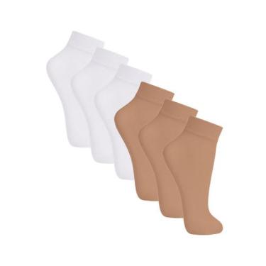 Imagem de Kit com 6 Meias Soquete Fio 20 Loba 5530-001 - LUPO, Branco