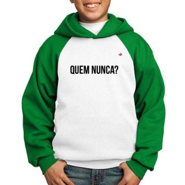 Imagem de Moletom Infantil Quem nunca - Foca na Moda, Branco, Verde, 12