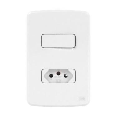 Imagem de CJ 1 Interruptor Simples+Tomada 20A Placa 4X2 Branca Compose Weg, Bran