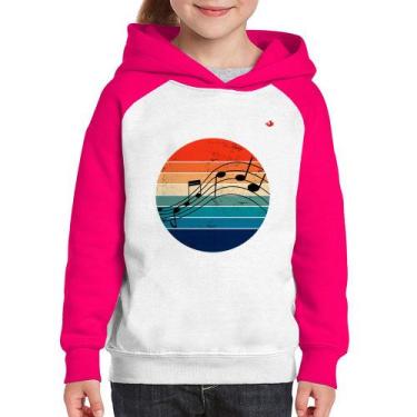 Imagem de Moletom Infantil Música Vintage Sunset - Foca na Moda, Branco, Rosa, 1