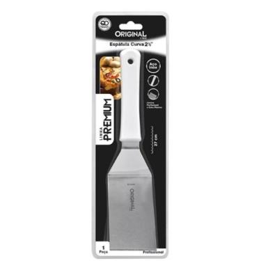 Imagem de Espátula Curva Inox 2,5'' Chapa Lanche Chapeiro Cozinha Jjb - Origianl