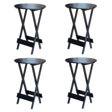 Imagem de Kit 4 Mesas de Madeira Bistrô Dobravel Ideal para Bar e Restaurante Pr