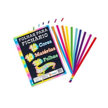 Imagem de Folha Para Fichário Colorida Refil 4 Furos 200 Folhas A4 - Tamoio