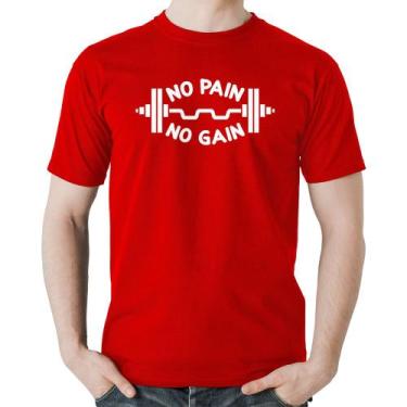 Imagem de Camiseta Algodão No Pain No Gain - Foca na Moda, Vermelho, GG