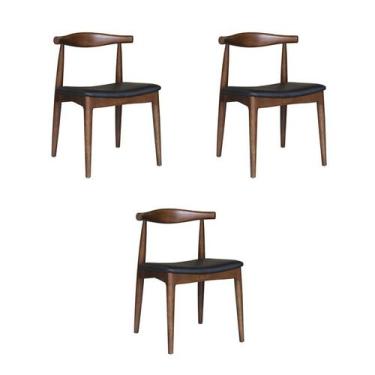 Imagem de Kit 3 Cadeiras Jantar Carina Madeira Escura PU - Rivatti