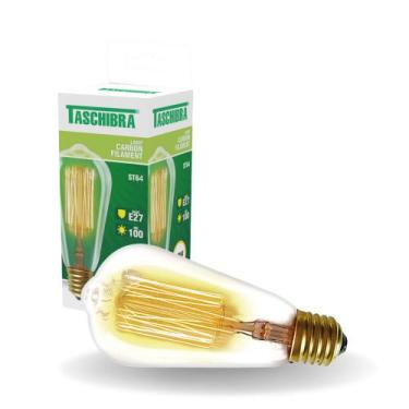 Imagem de Lâmpada Filamento Carbono Taschibra ST64  Retrô E27 Âmbar, 110V