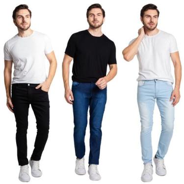 Imagem de Kit 3 Calça Jeans Skinny Masculina Com Elastano Slim - Boen Jeans, 38