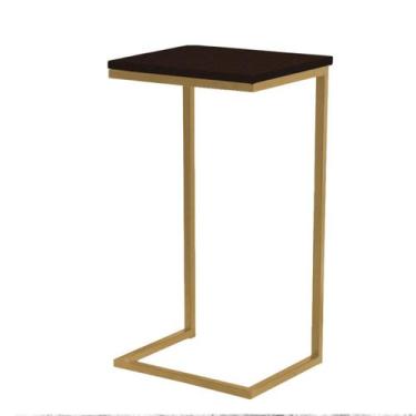 Imagem de Aparador Médio com Base Dourado 70cm x 32cm - Trendy, Corino Marrom