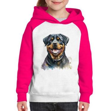 Imagem de Moletom Infantil Cachorro Rottweiler - Foca na Moda, Branco, Rosa, 14