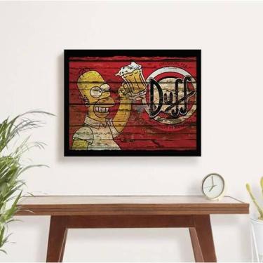Imagem de Quadro Decorativo Homer Simpson Duff Beer Rústico - Quadros On-Line