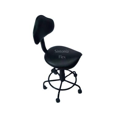 Imagem de Cadeira sela estetica - regulagem de altura  a gás - para dentista, manicure, tatuador, estrela de ferro  corano preto