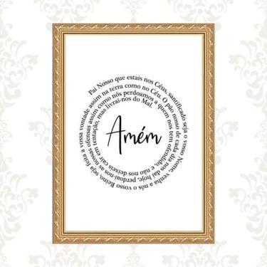 Imagem de Quadro Moldura Dourada Pai Nosso Espiral 24x18cm - Quadros On-line, co