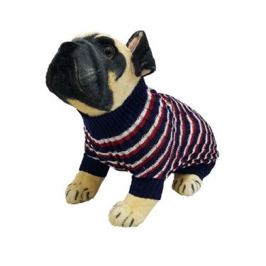 Imagem de Roupinha Pet Katlen Tricot Canetran Listra, Marinho, P