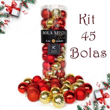 Imagem de Bolas De Natal Conjunto Kit 45 Un Decorada Mista 4Cm Glitter
