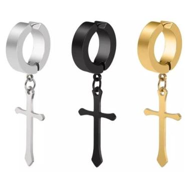 Imagem de Piercing Masculino Cruz - YA Accessories, Black