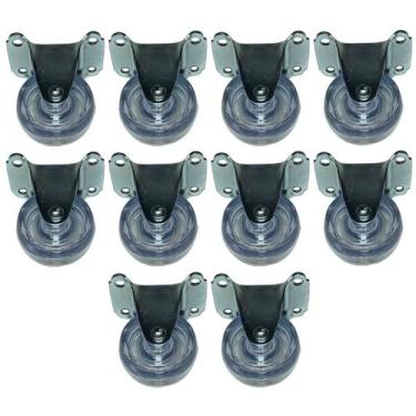 Imagem de Jogo 10 Rodinhas 32mm Incolor San Rodízio Base Fixa 4 Furos - GENERIC