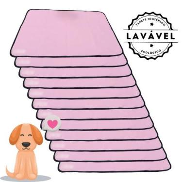 Imagem de Kit com 12 Tapetinhos Alta Absorção para Pets 100x70 Rosa - 200 Lavage