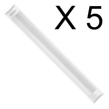 Imagem de Kit 5 luminaria tubular led 18w 60cm 4000k branco neutro sobrepor biv 