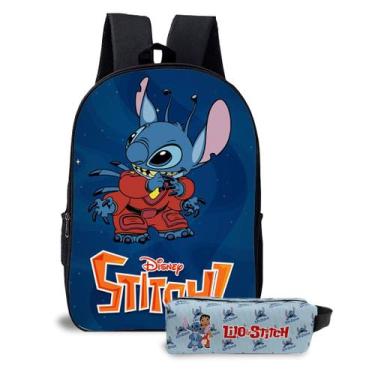 Imagem de Kit Mochila e Estojo Escolar Infantil Desenho Stitch Unissex - Use Thu