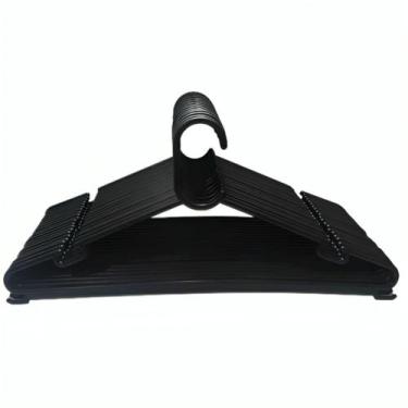 Imagem de Kit Cabide Preto Reforçado Adulto 100 Unidades Plástico - H&M