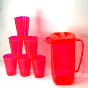 Imagem de Conjunto C/6 Copos 220ml e C/1 Jarra 1,8L Linda de Acrílico - Maior Ve
