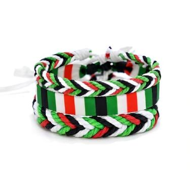 Imagem de MMIUAEG Pulseira de 2/3/4 peças com bandeira da Palestina Save Gaza Free Palestine Bracele Country Pride Love and Bless para homens e mulheres, Medium, Zinco, Sem Pedra Preciosa