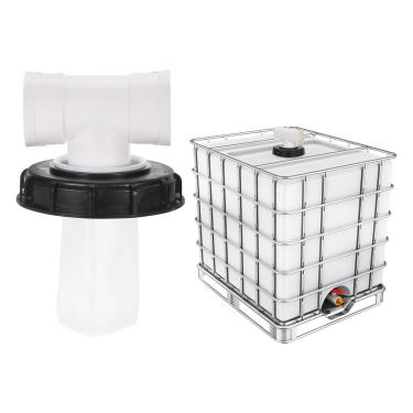 Imagem de PATIKIL Capa de filtro de tampa IBC em forma de T 163 mm tampa de barril de plástico com filtro de nylon lavável IBC adaptador de mangueira IBC tanque recipiente acessórios para tanque de água da