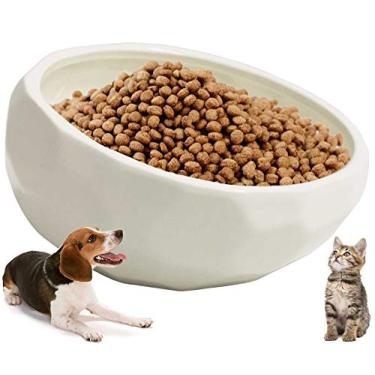 Imagem de kathson Tigelas de cerâmica para cães, tigela de ração para animais de estimação água para cães (branca)