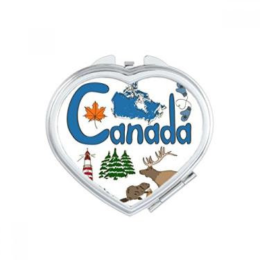 Imagem de Símbolo nacional do Canadá, padrão de marco, coração, espelhado, viagem, ampliação, portátil, bolso para maquiagem