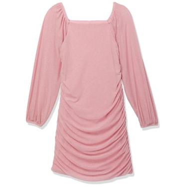 Imagem de Speechless Vestido de festa franzido de manga comprida para meninas, Rosa empoeirado, 16