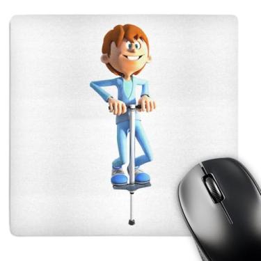 Imagem de 3dRose Mouse Pad desenho animado menino em um bastão Pogo - 20 x 20 cm (mp_253265_1)