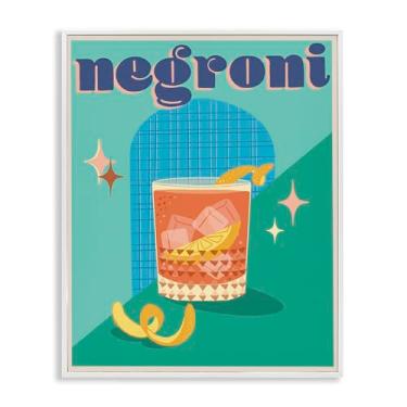 Imagem de Stupell Industries Design de arte de parede giclée clássico retrô Negroni emoldurado por Jo Reid, moldura branca, 40,6 x 50,8 cm