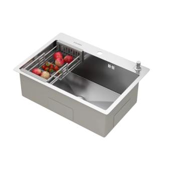 Imagem de Cuba Para Cozinha Gourmet Quebec Quadrada 62cm Aço Inox 304 com Cesto Escorredor GoldenX