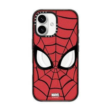 Imagem de CASETiFY Capa Impact para iPhone 16 [Homem-Aranha Co-Lab / Proteção contra quedas de 2,5 metros/Compatível com Magsafe] - Máscara do Homem-Aranha - Preto Transparente