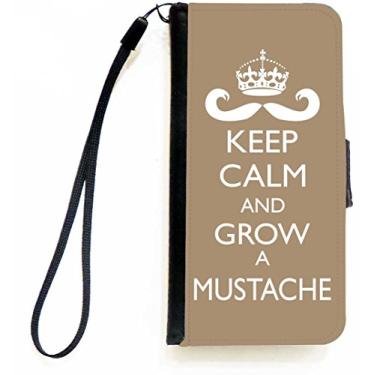 Imagem de Rikki Knight Capa carteira flip Keep Calm and Grow a Mustache marrom com aba magnética para Apple iPhone 5c