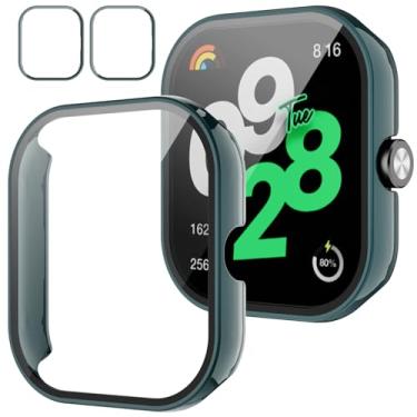 Imagem de Rc-Z Capa protetora de tela para smartwatch Xiaomi Redmi Watch 4, amortecedor de PC rígido e acessórios de substituição de filme de vidro temperado para Redmi Watch 4, verde