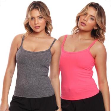 Imagem de Kit 2 Blusinha Alcinha Regata Fitness Canelada Básica - MC Digital, GG