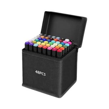 Imagem de Marcadores Permanentes de Álcool Ponta Dupla - Cores Sortidas para Esc