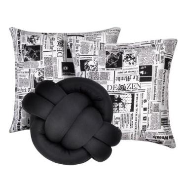 Imagem de Kit 2 Almofadas Decorativas cheias mais Almofada Nó Preto - CasaHome
