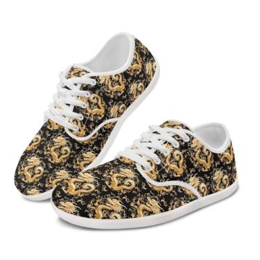 Imagem de GOSTONG Tênis de corrida masculino descalço leve, antiderrapante, largo, tênis de caminhada para uso ao ar livre, sola com zero queda, branca, tamanho 34-48, Golden Dragons, 45