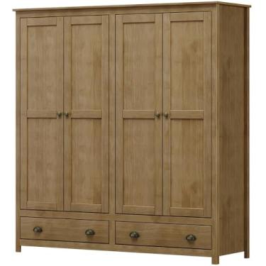 Imagem de Guarda Roupa 4P 2G Madeira Maciça 176 cm 9105 Freijo Milani Store