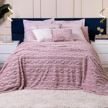 Imagem de Cobertor Manta Zurique Trançado Avulso QUEEN - Dupla Face Mantinha Plush Fleece Sherpa Trançada Alto Relevo Flannel (Rosê)