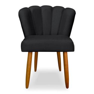 Imagem de Cadeira de Jantar Pétala Estofada Pés Palito Veludo Cinza Escuro - Mon