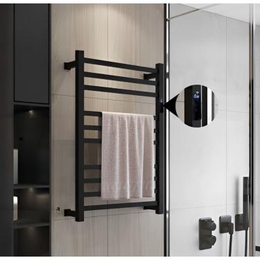 Imagem de Toalheiro Térmico Grande Quadrado Preto Bivolt Timer Esquerdo