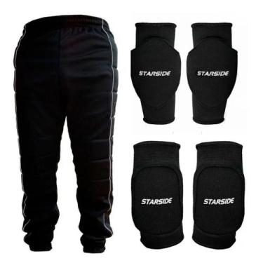 Imagem de Kit Goleiro Calça Joelheira e Cotoveleira - Orca e StarSide, Preto, Ca
