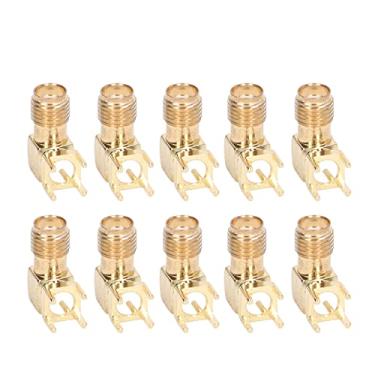 Imagem de 10pcs RF conectores SMA fêmea, painel de PCB Adaptador de montagem curva, 90 graus de comprimento da antena de quatro pernas