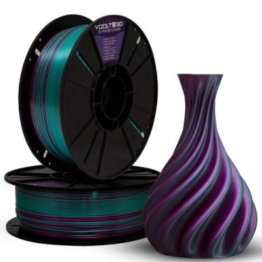 Imagem de Filamento PLA Duo Color Ametista e Verde Premium 1kg, Duas Cores V-Silk, 1.75Mm, Para Impressoras 3D - Voolt3D